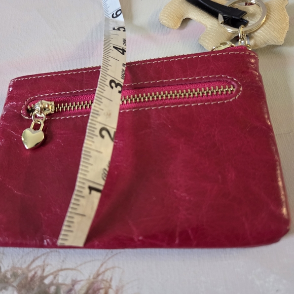 Source Unknown Red Leather Zip Card Wallet with Heart Charm - Picture 6 of 10